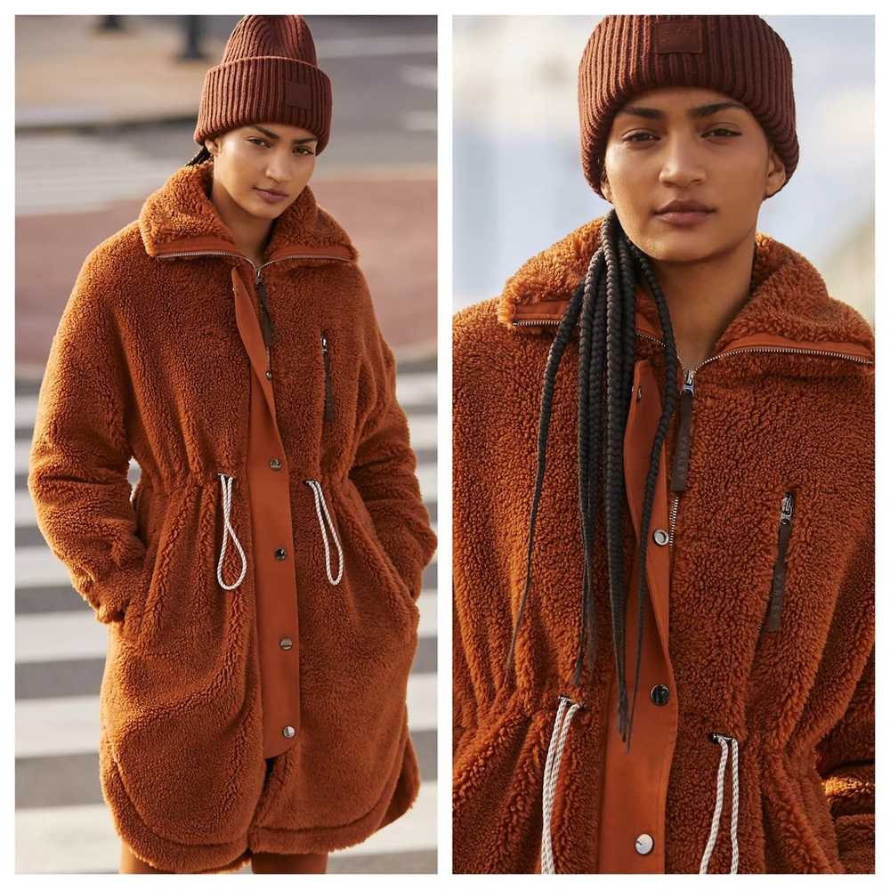 Varley Jones Teddy Long Coat in Caramel Cafe - Picture 6 of 10